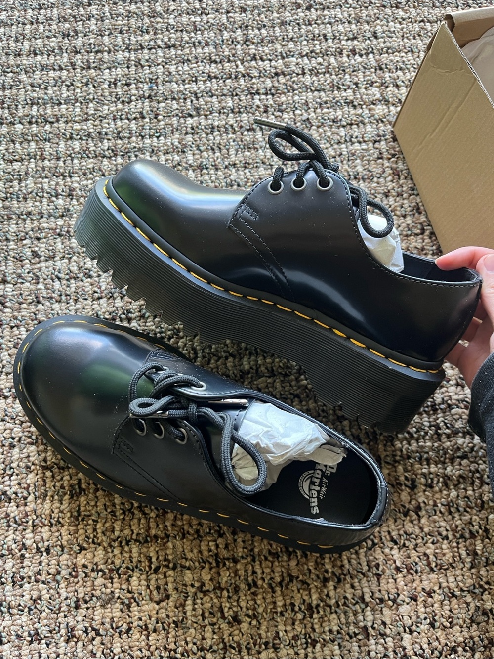 🤍 NIB Dr. Martens Black Smooth Leather Platform 1461 Oxford Shoes - Picture 5 of 9